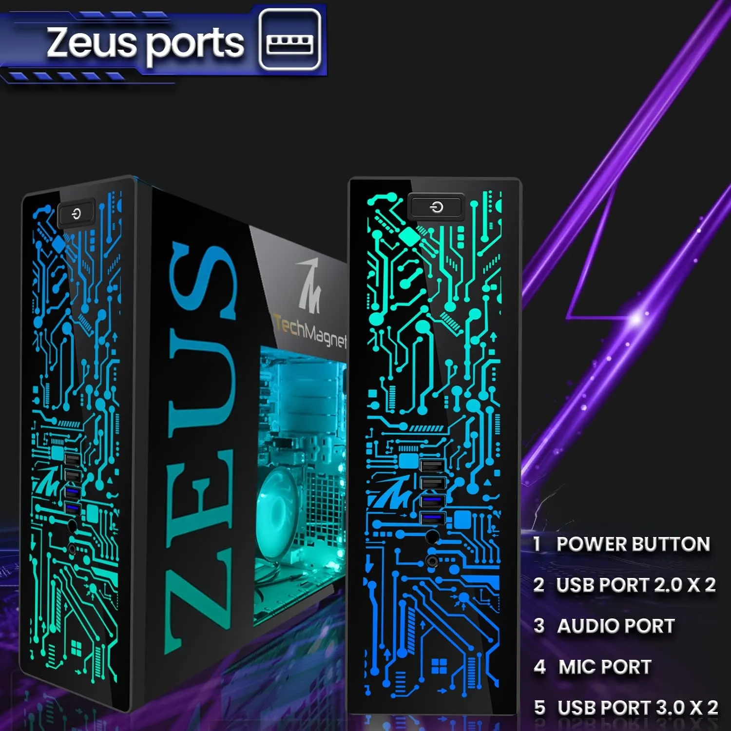 TechMagnet Gaming Desktop PC, Intel i5 6th Gen, Zeus Pro 6, RX 550, 16GB RAM, 256GB SSD   1TB HDD 22 Inch Monitor, RGB Keyboard Mouse, Speaker, Headphone, Webcam, Windows 11 Pro (Renewed)