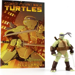 Teenage Mutant Ninja Turtles BST AXN v2 IDW Inspired Leonardo 5-inch Action Figure & Limited Edition IDW Leonardo Comic Book