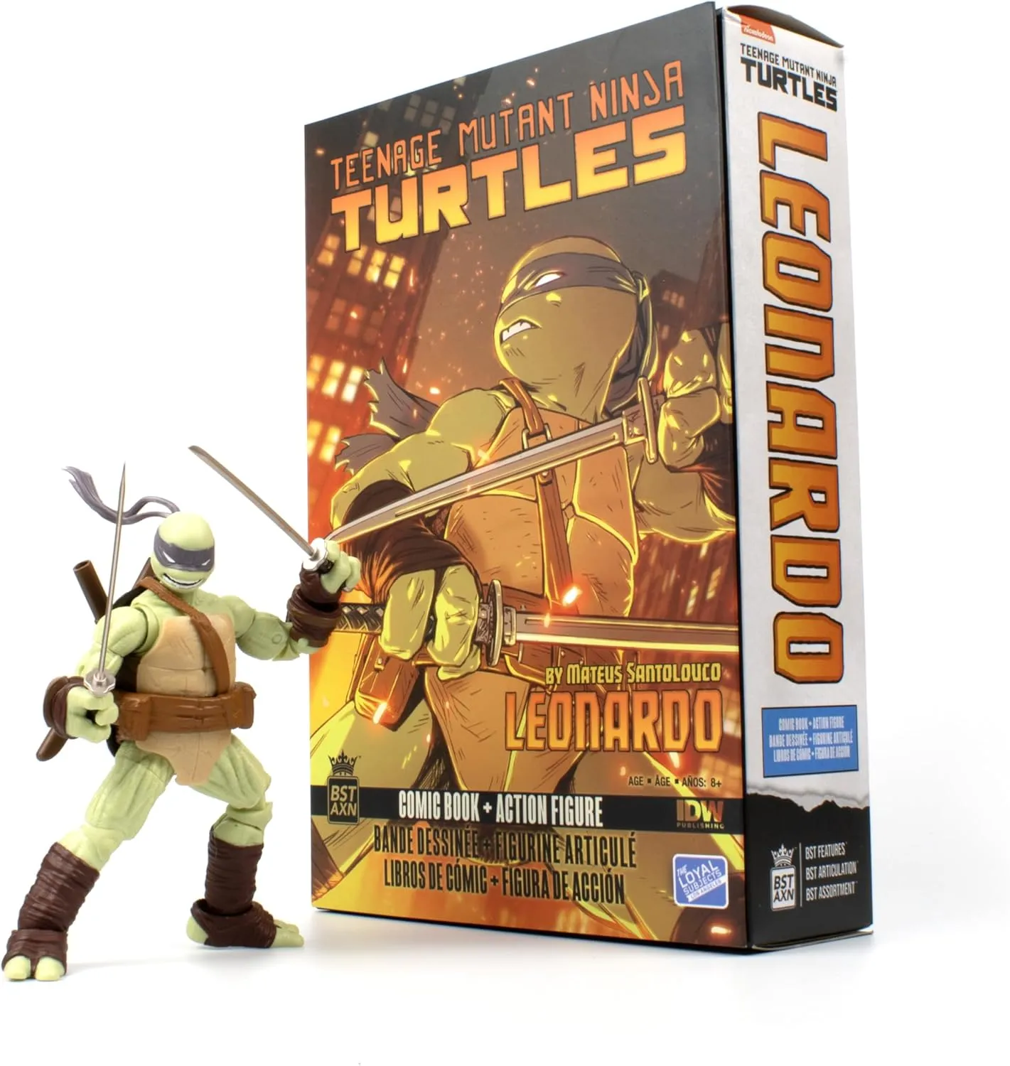 Teenage Mutant Ninja Turtles BST AXN v2 IDW Inspired Leonardo 5-inch Action Figure & Limited Edition IDW Leonardo Comic Book
