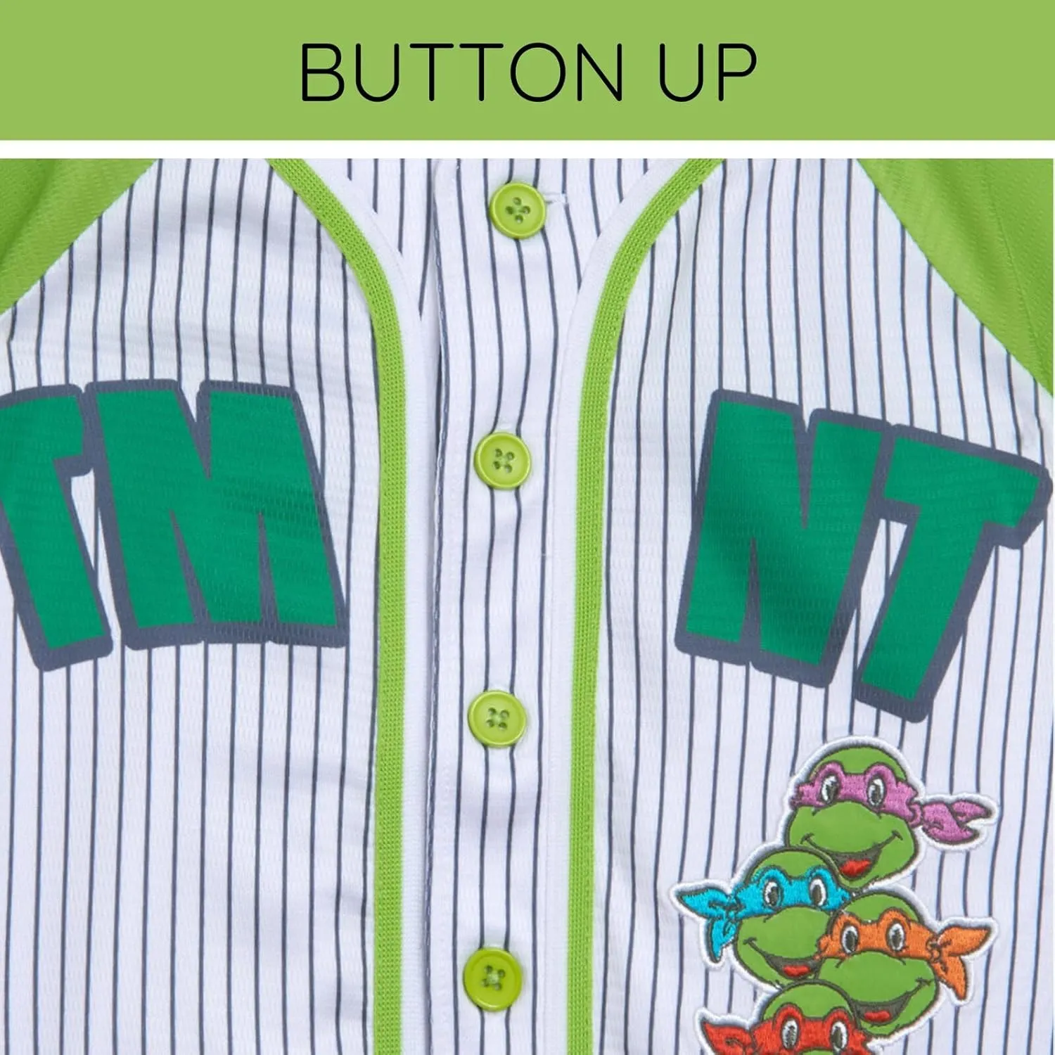 Teenage Mutant Ninja Turtles Mesh Baseball Jersey Button Down Shirt Toddler to Big Kid Sizes (2T - 18-20)