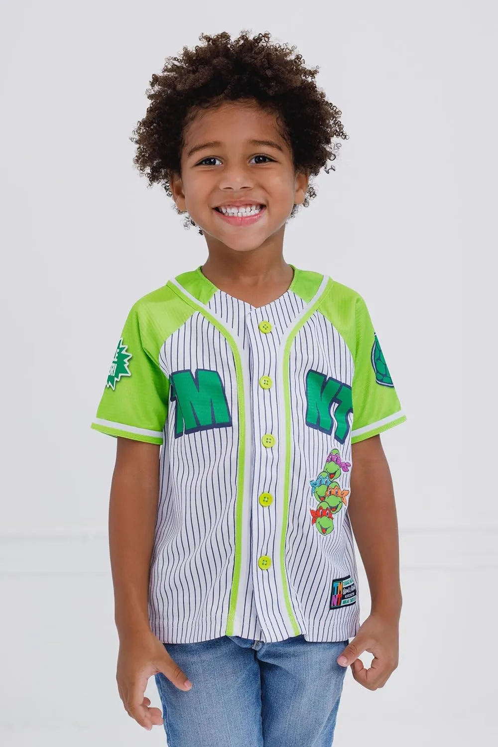 Teenage Mutant Ninja Turtles Mesh Baseball Jersey Button Down Shirt Toddler to Big Kid Sizes (2T - 18-20)