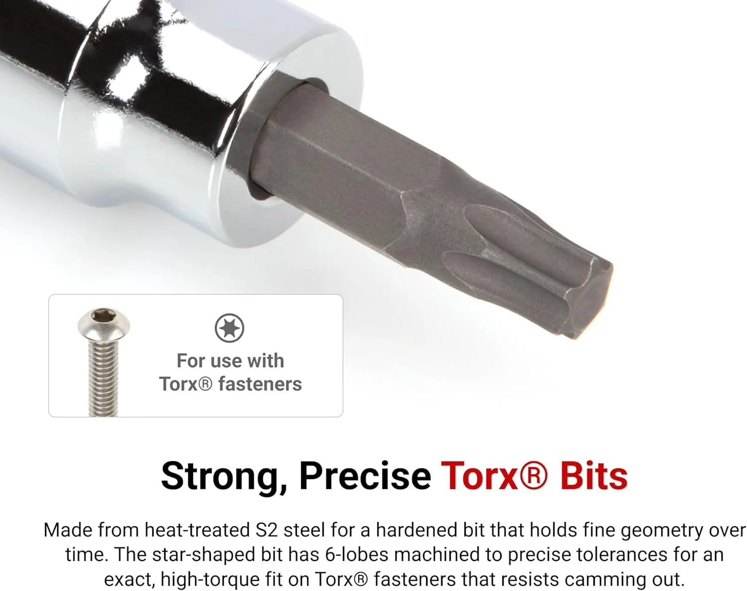 TEKTON 1/4, 3/8, 1/2 Inch Drive Torx Bit Socket Set with Rail, 18-Piece (T6-T80) | SHB99103