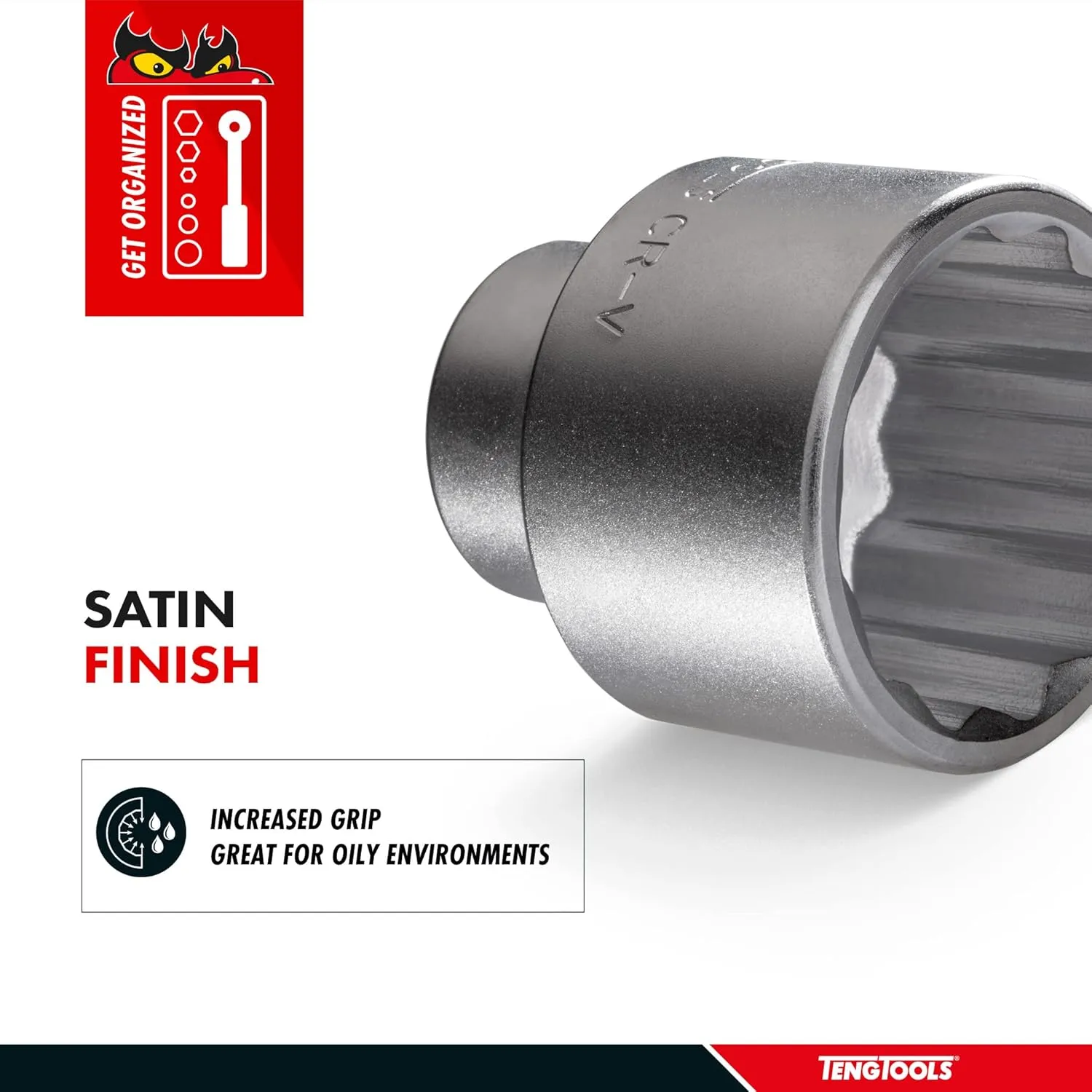 Teng Tools 1-3/4 Inch 12 Point SAE Shallow 3/4 Inch Drive Chrome Vanadium Socket | Mechanic Tool | Hand Tool - M340156-C