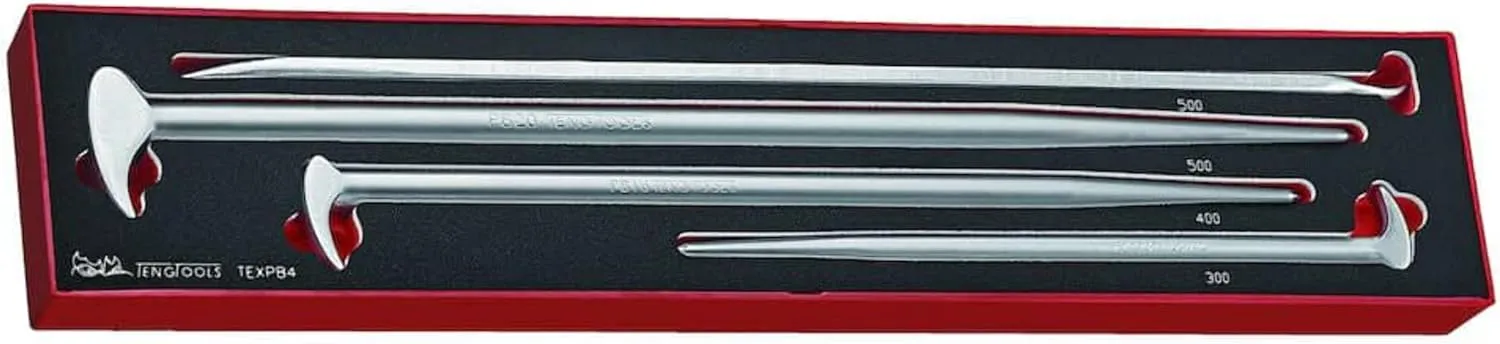 Teng Tools 4 Piece Pry Bar Set In EVA Tray - TEXPB4,Silver