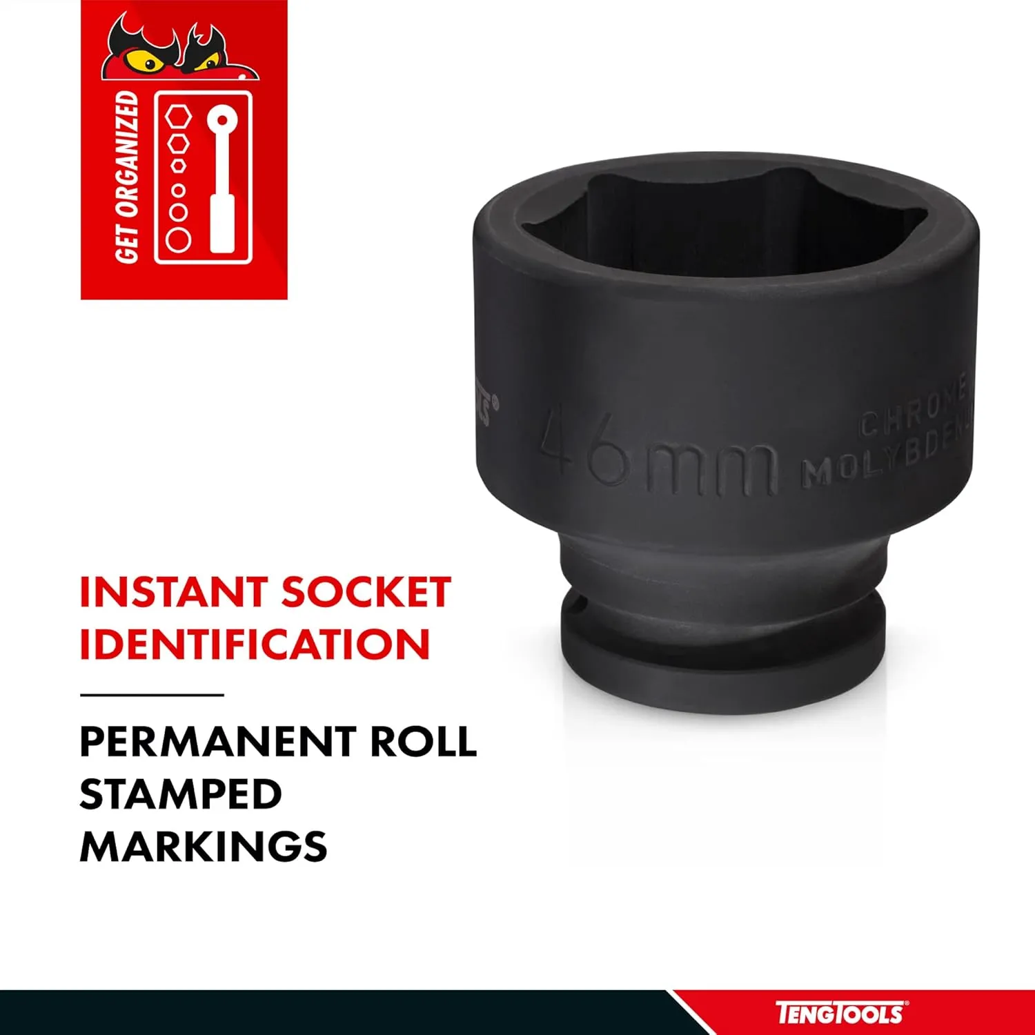 Teng Tools 55MM 1 Inch Drive 6 Point Metric Shallow Chrome Molybdenum Impact Socket | Mechanic Tool | Hand Tool - 910555