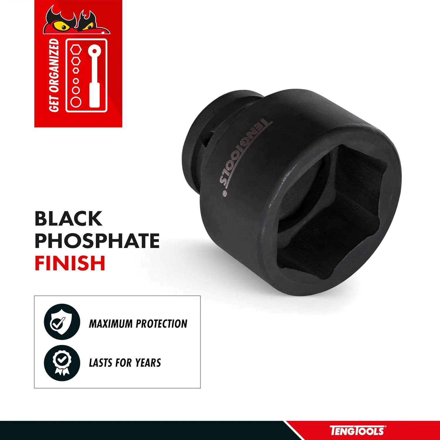 Teng Tools 55MM 1 Inch Drive 6 Point Metric Shallow Chrome Molybdenum Impact Socket | Mechanic Tool | Hand Tool - 910555