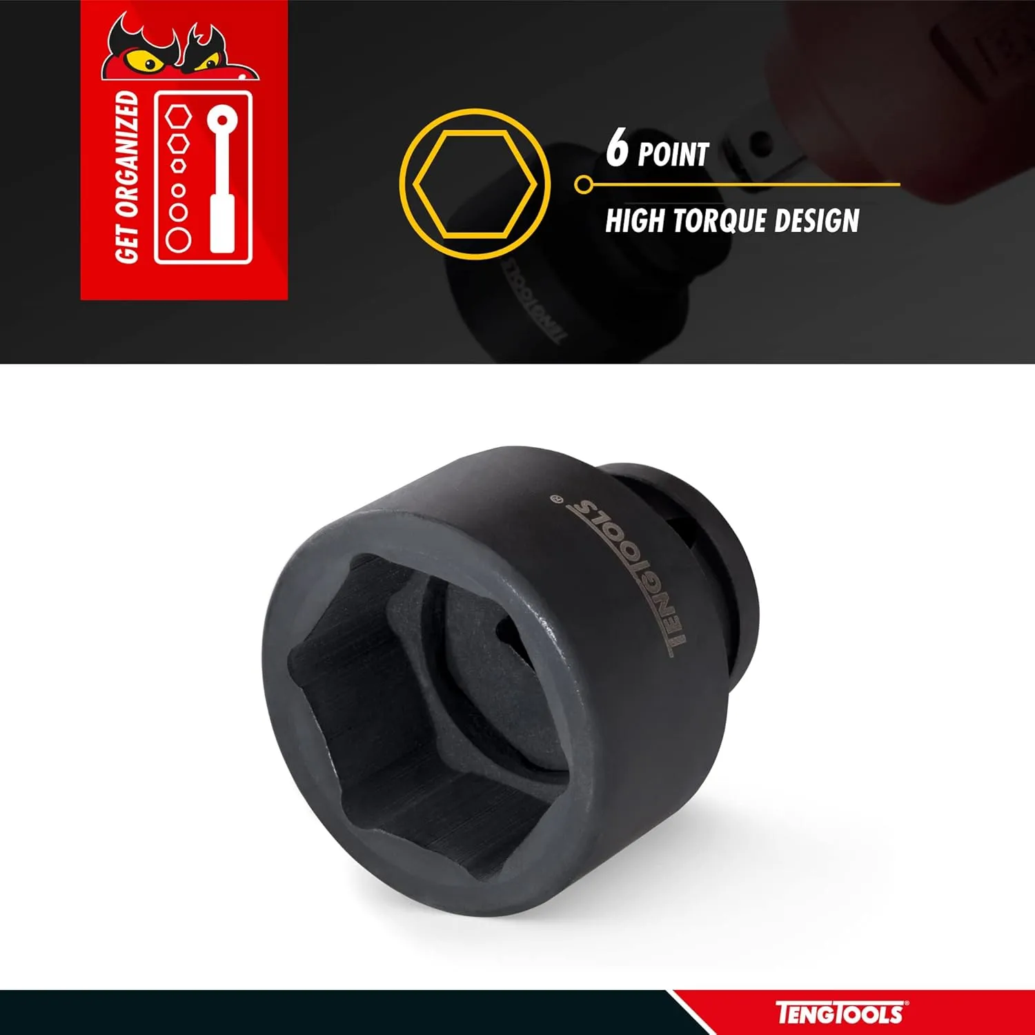 Teng Tools 55MM 1 Inch Drive 6 Point Metric Shallow Chrome Molybdenum Impact Socket | Mechanic Tool | Hand Tool - 910555