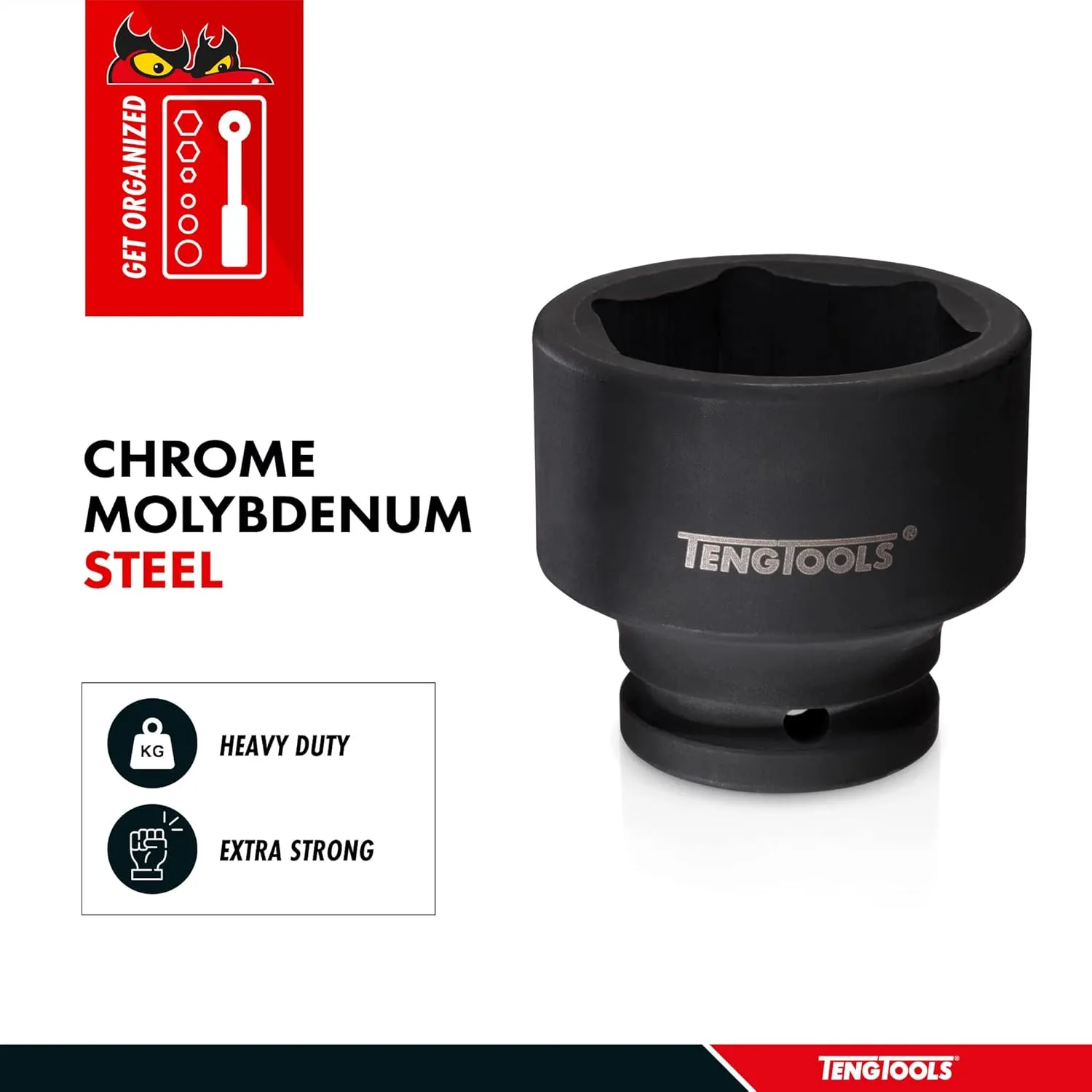 Teng Tools 55MM 1 Inch Drive 6 Point Metric Shallow Chrome Molybdenum Impact Socket | Mechanic Tool | Hand Tool - 910555