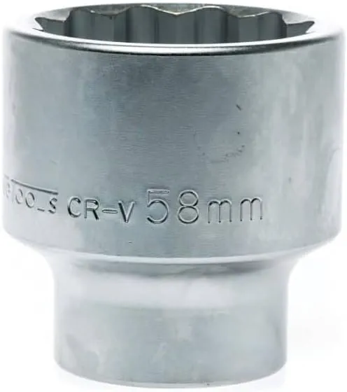Teng Tools 58MM 1 Inch Drive 12 Point Metric Shallow Chrome Vanadium Socket | Mechanic Tool | Hand Tool - M110558