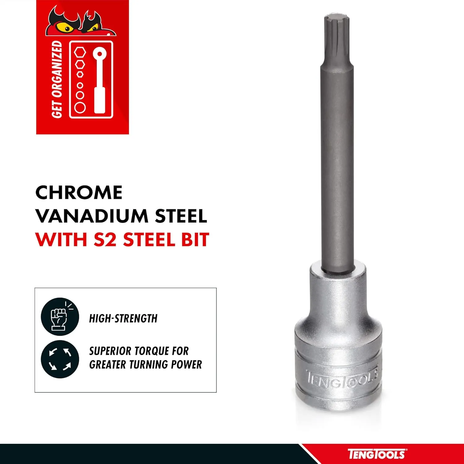 Teng Tools M12 1/2 Inch Drive Ribe Multi Spline Chrome Vanadium Socket | Mechanic Tool | Hand Tool - M122712-C
