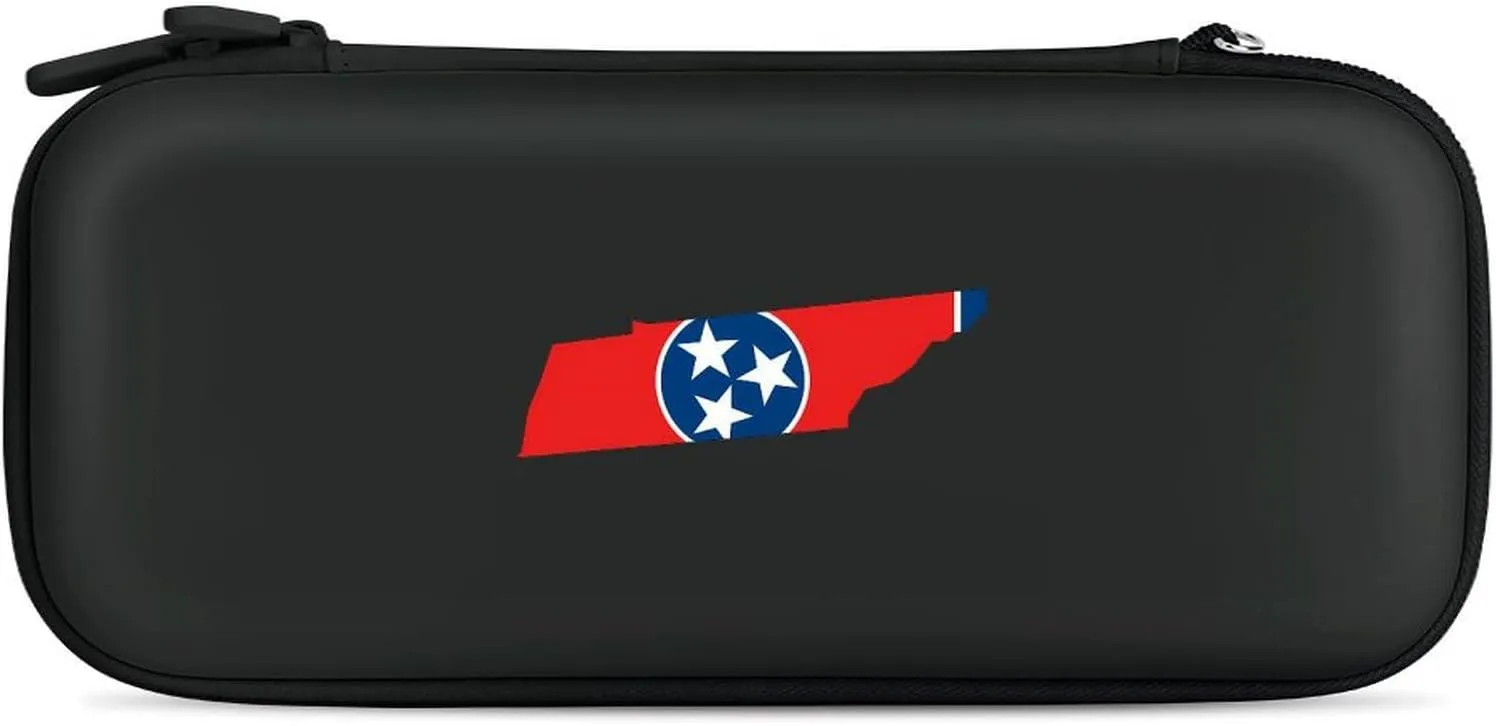 Tennessee State Map Flag Hard Shell Travel Case with Rope 15 Game Card Pockets Compatible with Switch Protective