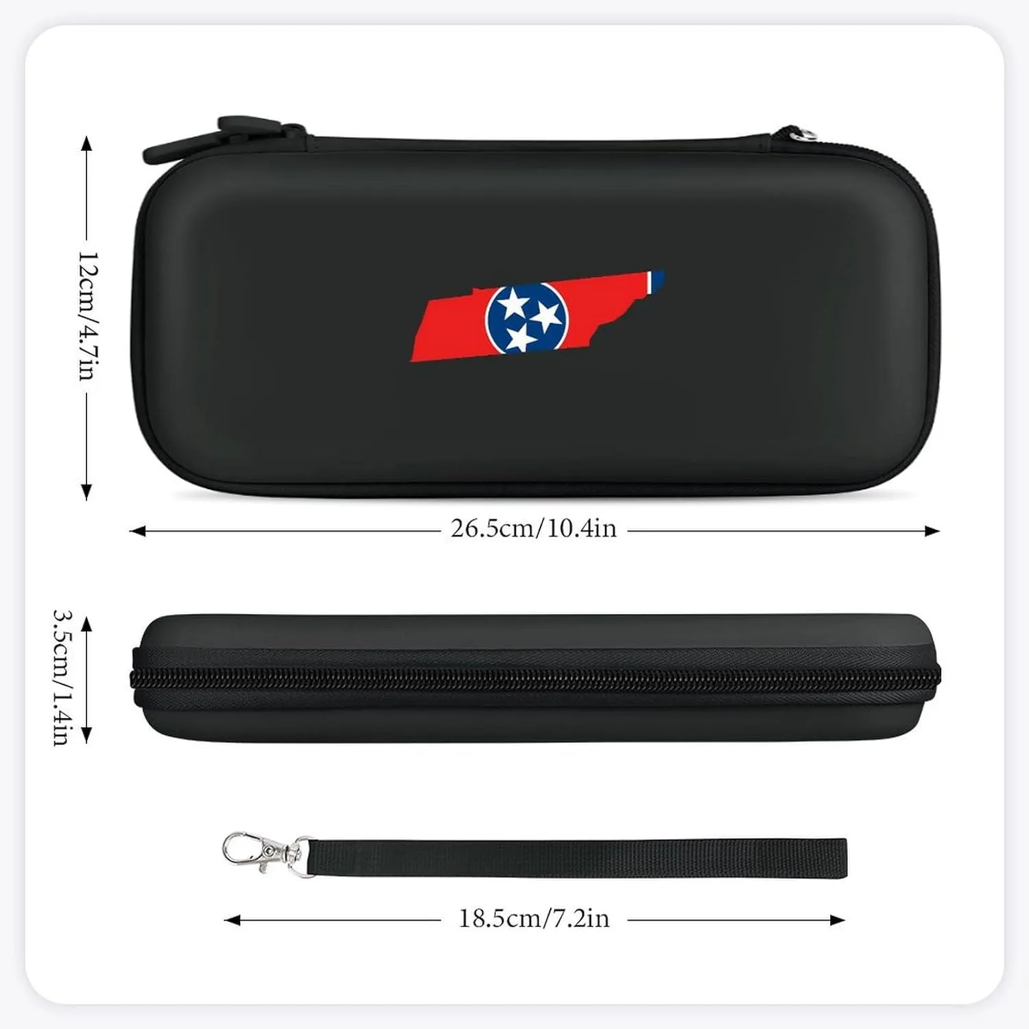 Tennessee State Map Flag Hard Shell Travel Case with Rope 15 Game Card Pockets Compatible with Switch Protective