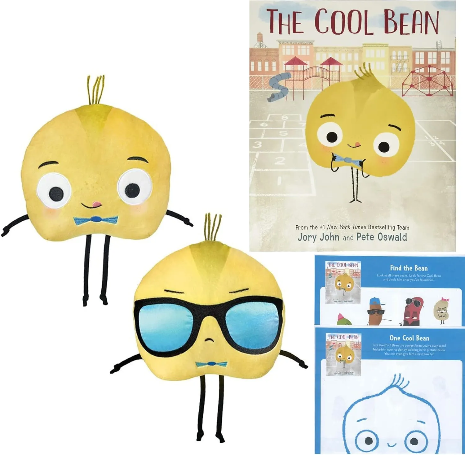 The Bad Seed, Good Egg Presents The Cool Bean by Jory John Hardcover, MerryMakers Plush Book Character 8" Flip Doll Toy and Fun Pages (A Gift Set About Self-Confidence, Kindness, and Popularity)