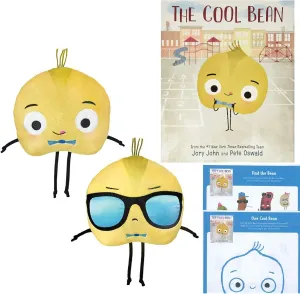 The Bad Seed, Good Egg Presents The Cool Bean by Jory John Hardcover, MerryMakers Plush Book Character 8" Flip Doll Toy and Fun Pages (A Gift Set About Self-Confidence, Kindness, and Popularity)
