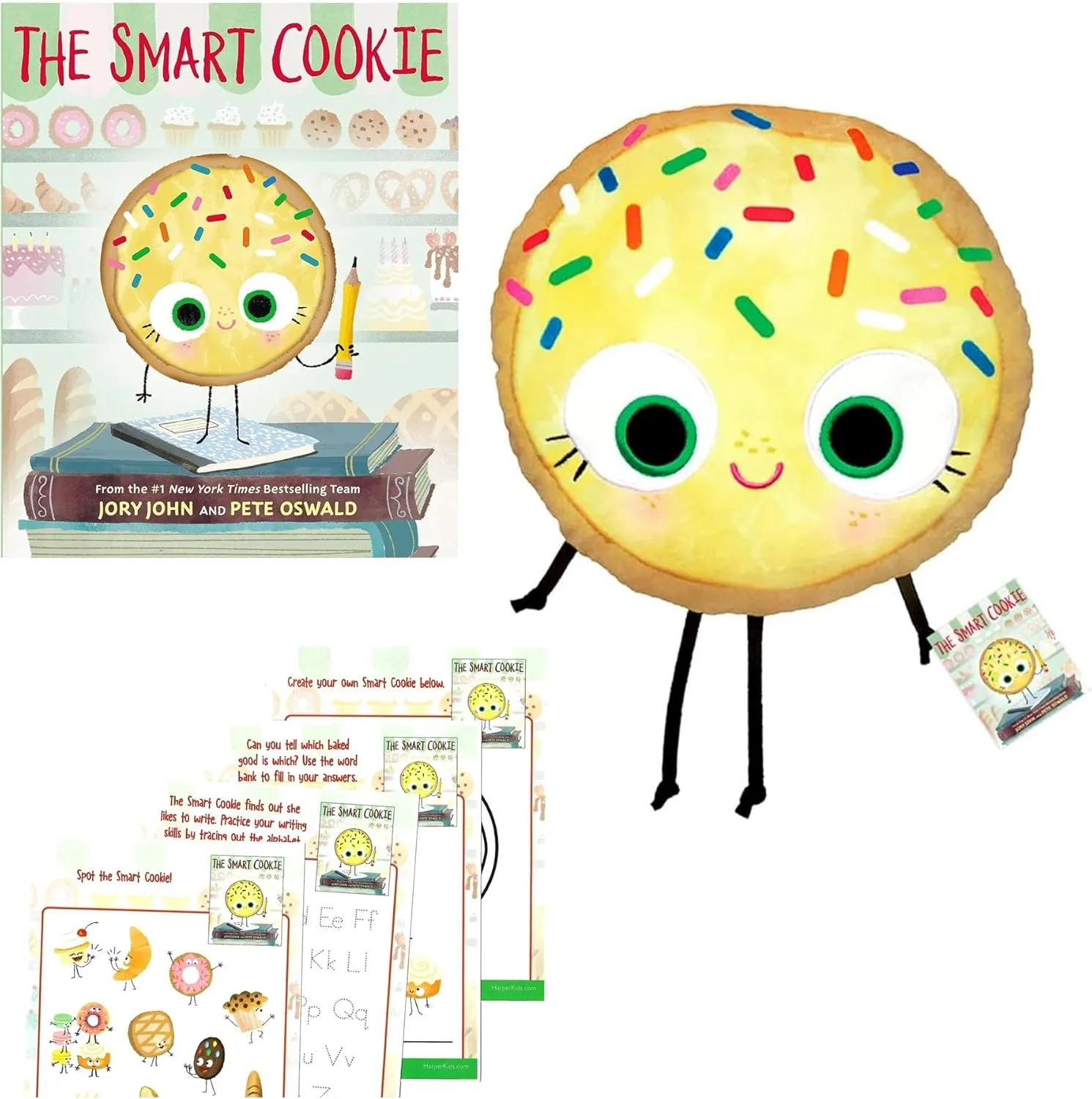 The Smart Cookie Gift Set with Hardcover by Jory John & Pete Oswald (The Food Group Series), Book Character Plush Toy, and Activity Pages (Humorous, Creative, Fun, and Educational Adventures)