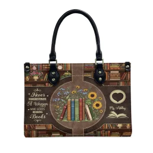 THUYPT Personalized Book Lover Leather Bag, Leather Handbags For Bookworms, Gift for Reading Lover, Handbags with Ziplock, Bags For Women Book Lover Gifts (03)