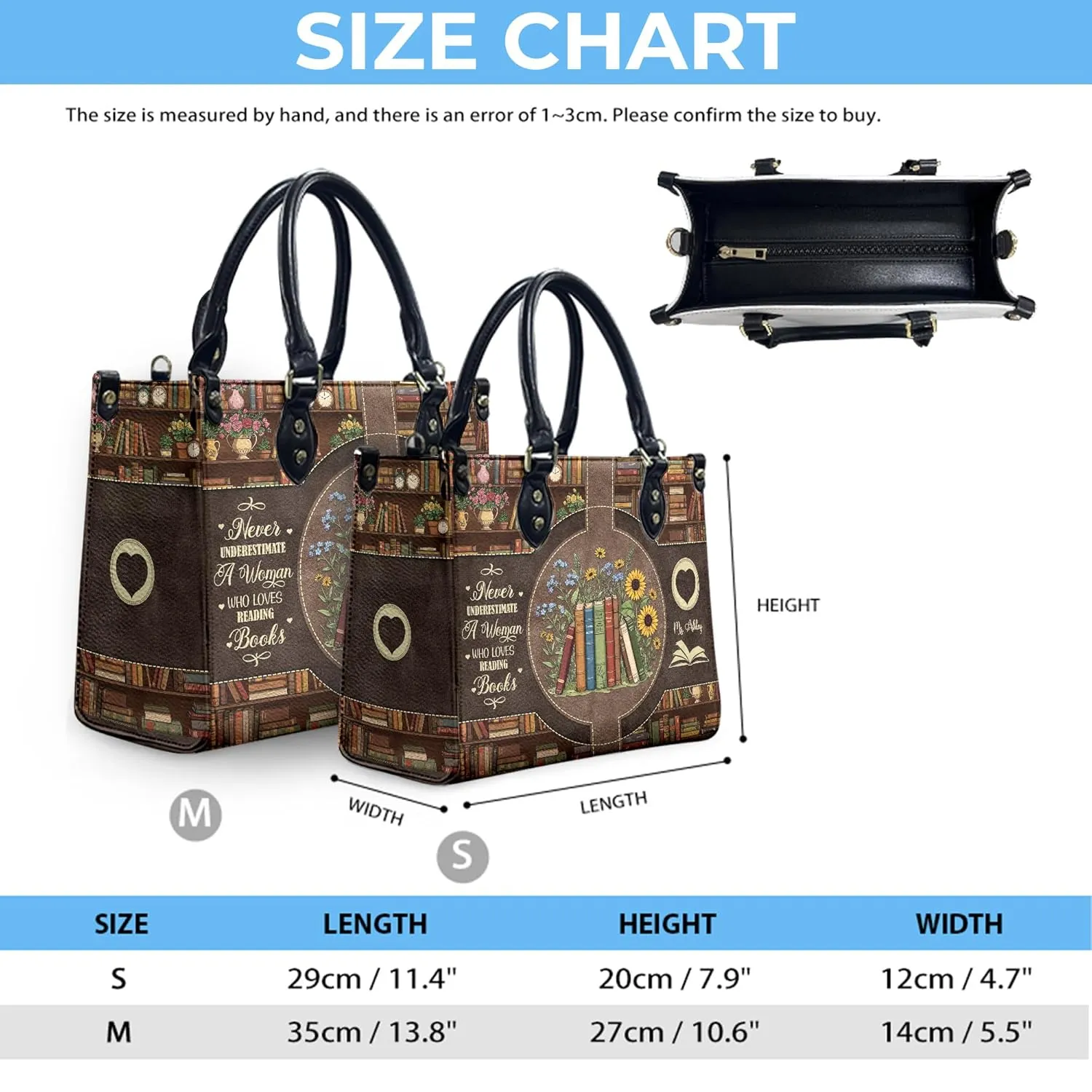 THUYPT Personalized Book Lover Leather Bag, Leather Handbags For Bookworms, Gift for Reading Lover, Handbags with Ziplock, Bags For Women Book Lover Gifts (03)