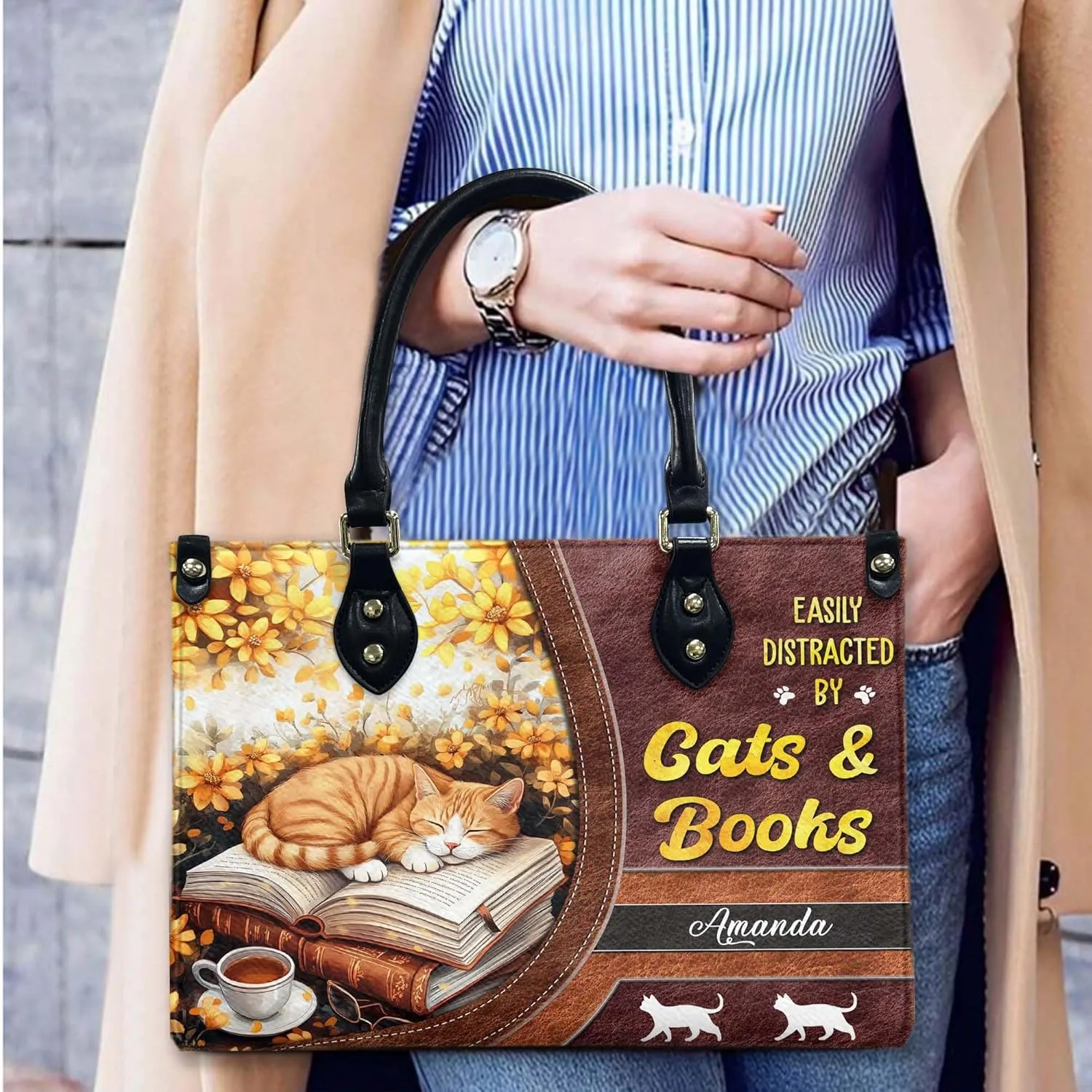 THUYPT Personalized Leather Handbag for Reading Lover, Book Lover Handbag with Ziplock, Book Lovers Handbags Gift Idea for Her, Leather Bags For Women (04)