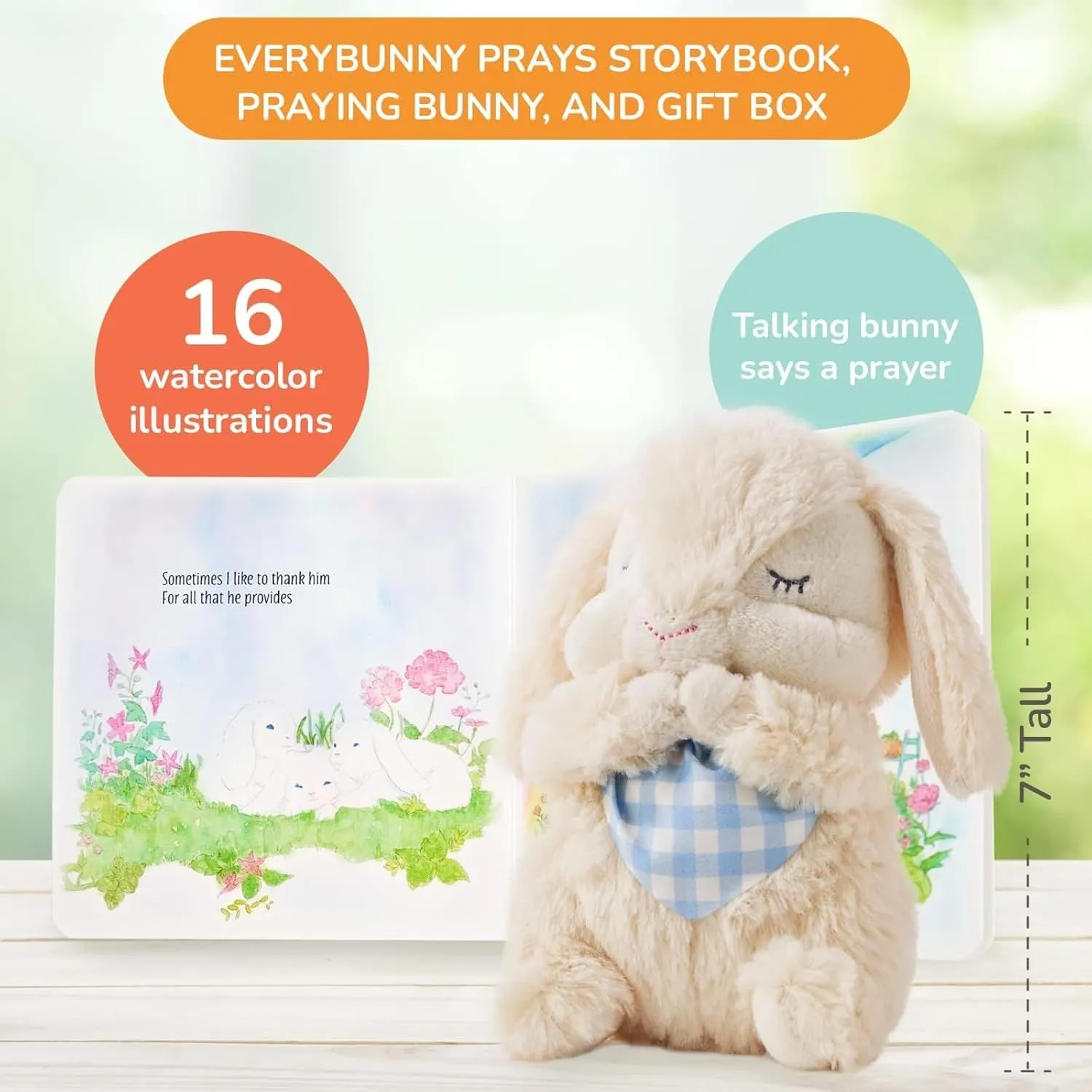 Tickle & Main Everybunny Prays - The Praying Musical Toy - Baptism & Christening Gifts for Boys, Babies & Toddlers on Easter & Christening (Blue, 7 in) - Baptism Gifts for Girl - Bunny Stuffed Animal