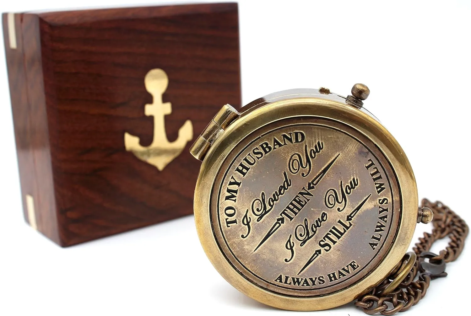 to My Husband Brass Compass Engraved – Son Birthday Gifts, Graduation, Confirmation, Baptism Gifts, Stocking Stuffer, Valentine's Day Gift for Husband