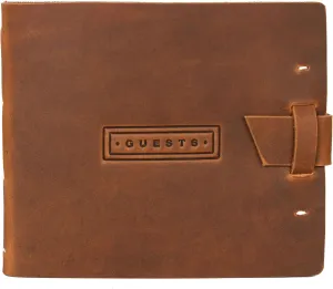 Tolredo Canadian Premium Guest Book Guest Sign-in Book Guest Registry Logbook Journal Top Grain Cowhide Leather Visitor Register 50 Rough-cut Templated Pages, 300 Guest Entries