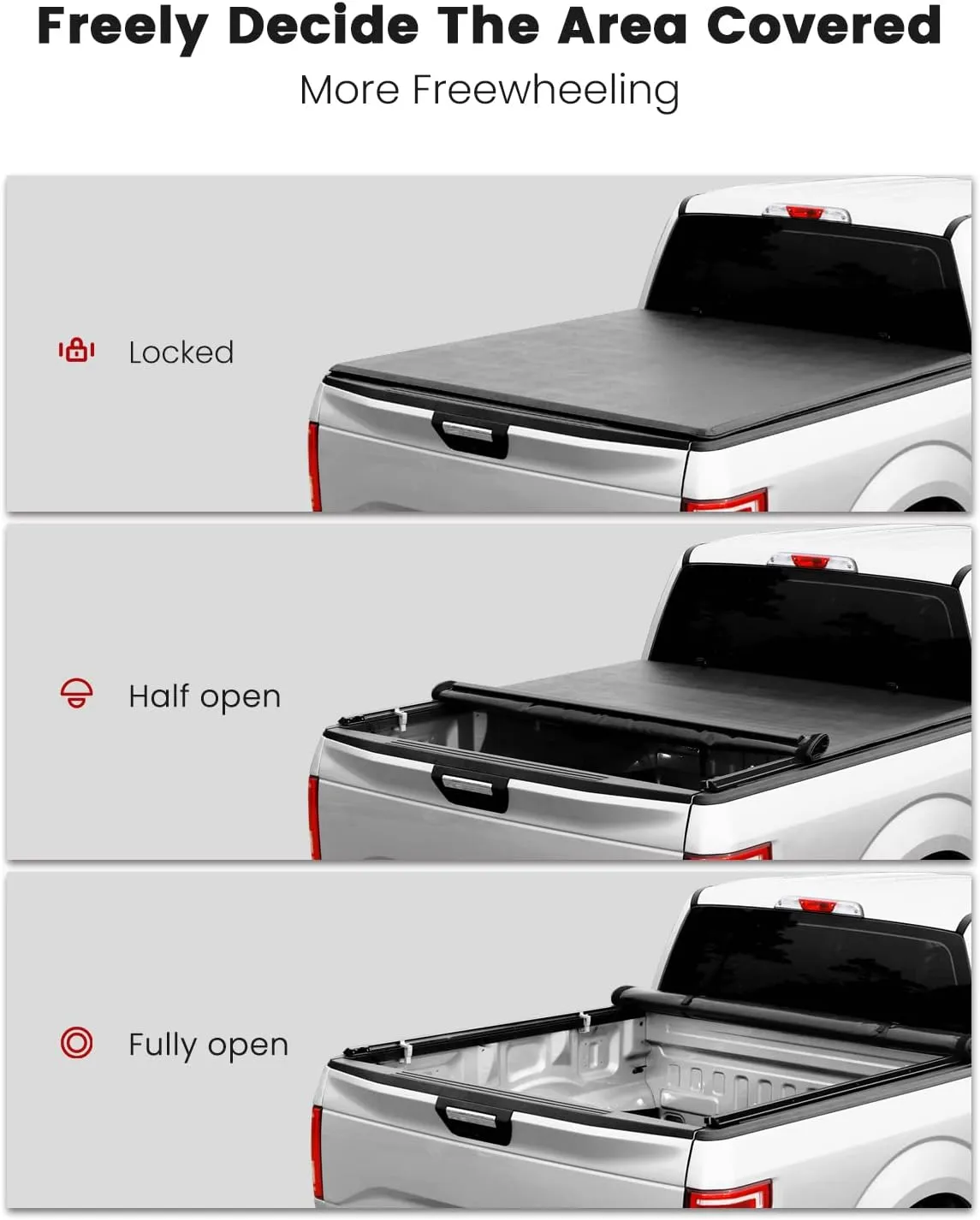 Tonneau Cover Soft Roll Up for 2019-2024 Chevy Silverado/GMC Sierra 1500,Truck Bed Covers Compatible with 2019-2024 Chevrolet Silverado/GMC Sierra 1500 Roll Up Soft Tonneau Cover 5.8ft 69.9"