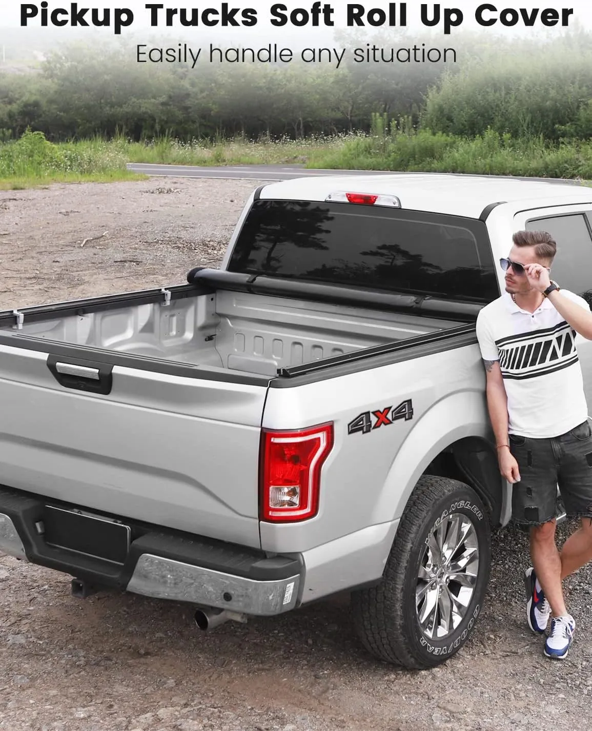 Tonneau Cover Soft Roll Up for 2019-2024 Chevy Silverado/GMC Sierra 1500,Truck Bed Covers Compatible with 2019-2024 Chevrolet Silverado/GMC Sierra 1500 Roll Up Soft Tonneau Cover 5.8ft 69.9"