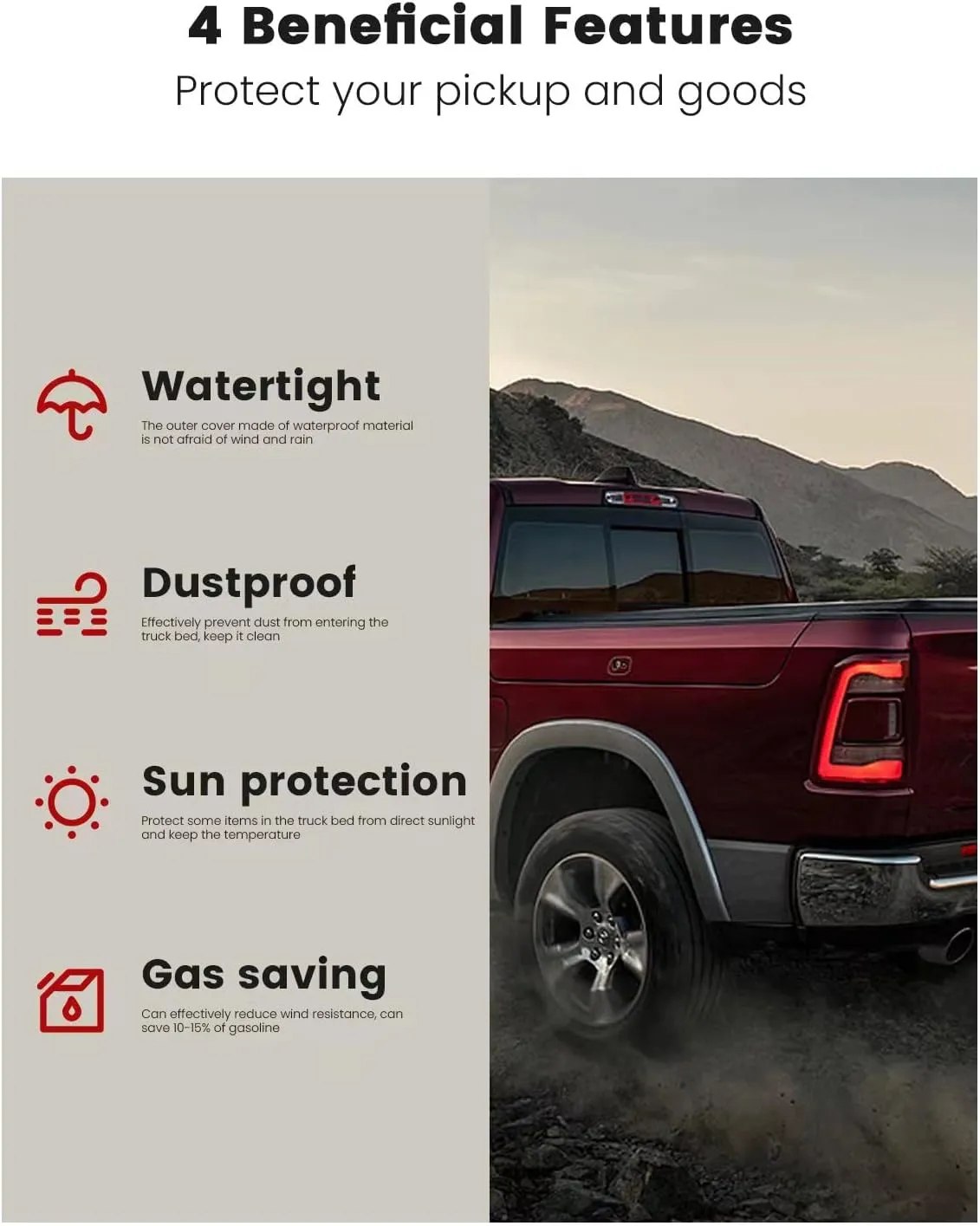 Tonneau Cover Soft Roll Up for 2019-2024 Chevy Silverado/GMC Sierra 1500,Truck Bed Covers Compatible with 2019-2024 Chevrolet Silverado/GMC Sierra 1500 Roll Up Soft Tonneau Cover 5.8ft 69.9"
