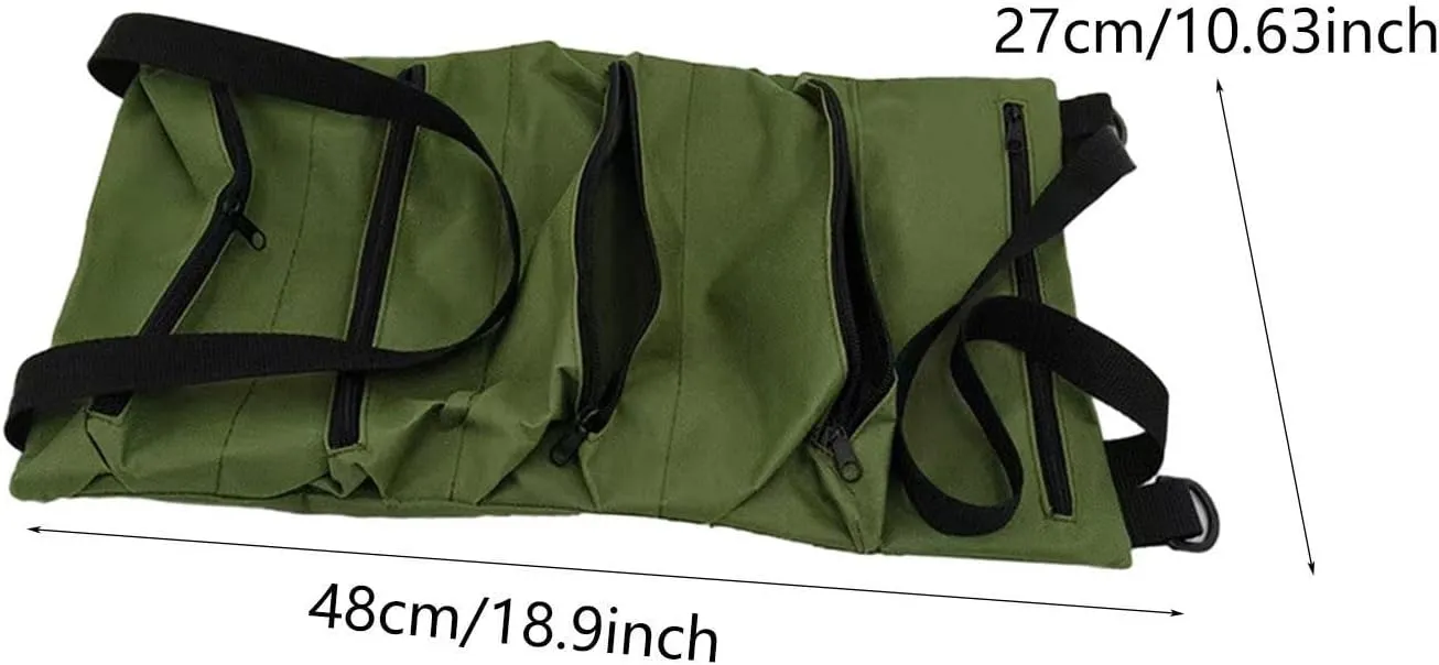 Tool Roll up Bag Handbag with 5 Zipper Pockets Portable Versatile Waterproof Storage Pouch for Mechanics, Framers, Plumbers