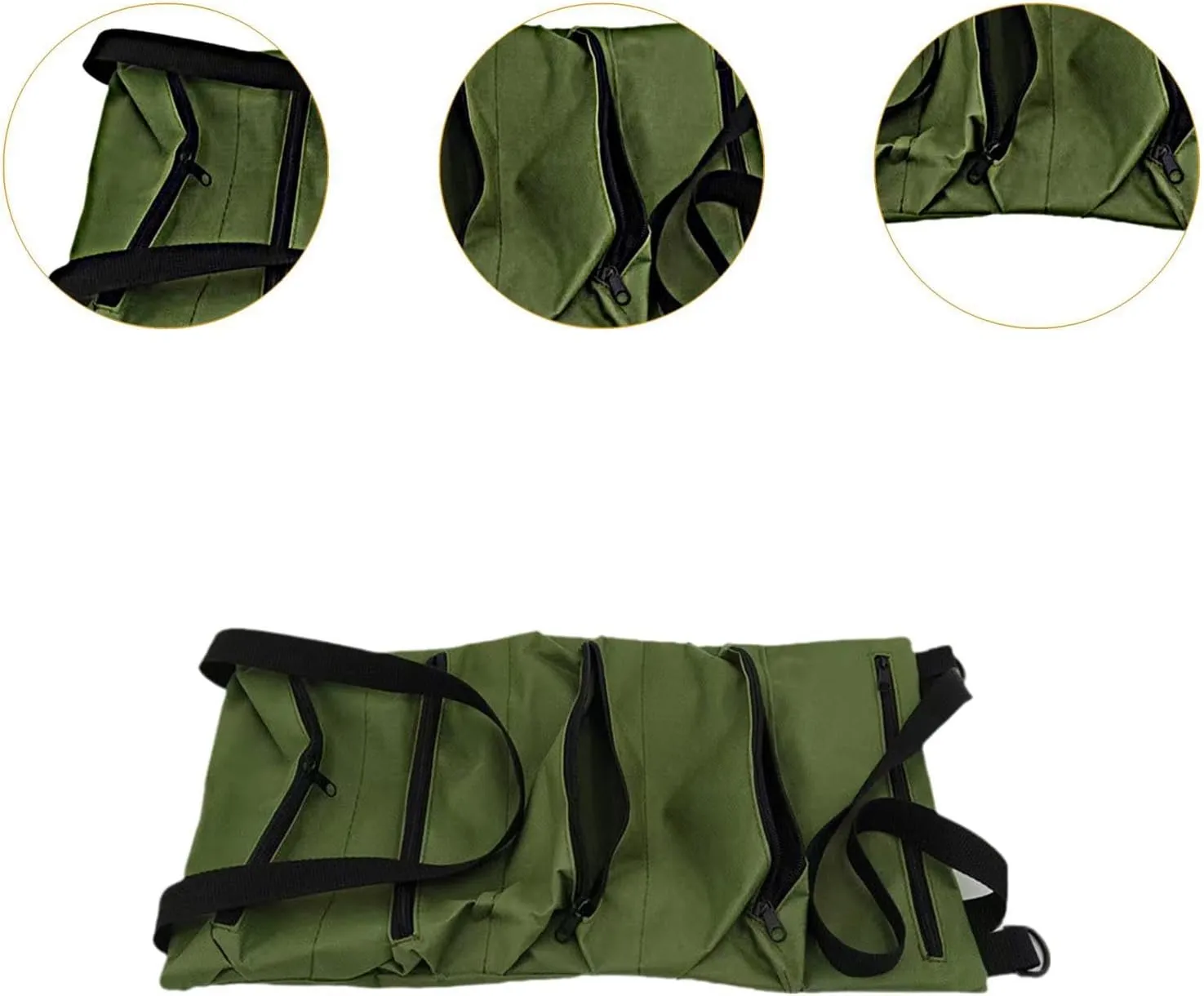 Tool Roll up Bag Handbag with 5 Zipper Pockets Portable Versatile Waterproof Storage Pouch for Mechanics, Framers, Plumbers