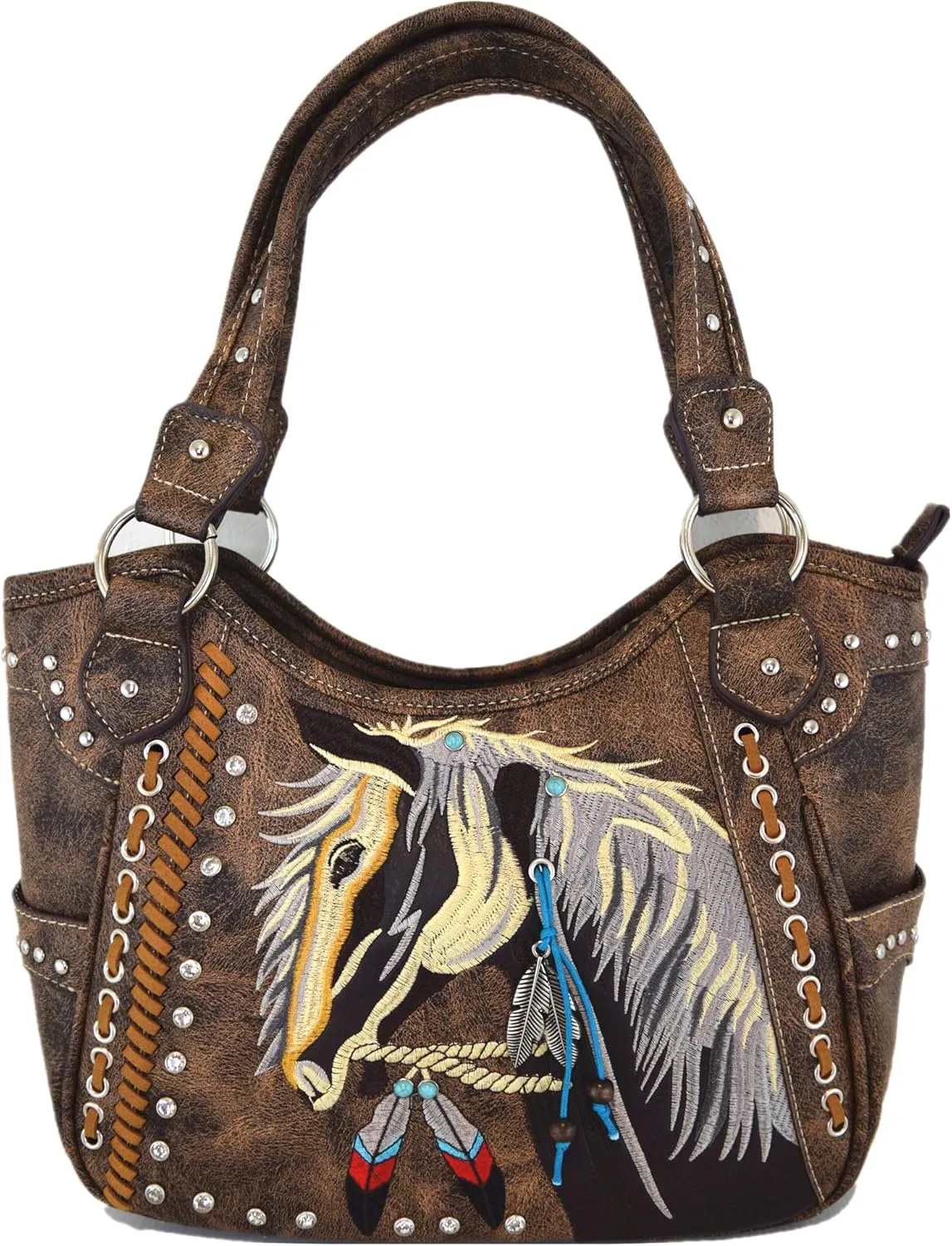 Tooled Leather Laser Cut Western Style Horse Cowgirl Purse Country Totes Women Handbag Everyday Shoulder Bags Wallet Set