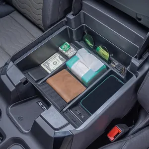 TOPINSTALL 22-25 Refreshed Full Tray Compatible with 2022-2025 Silverado/Sierra 1500 and 2024 2025 Chevy Silverado/GMC Sierra 2500HD 3500HD, Armrest Organizer (Full Console w/Bucket Seats ONLY)