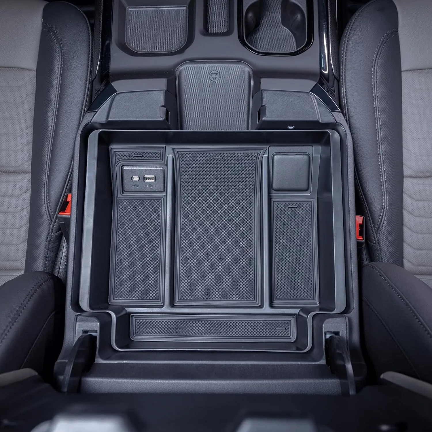 TOPINSTALL 22-25 Refreshed Full Tray Compatible with 2022-2025 Silverado/Sierra 1500 and 2024 2025 Chevy Silverado/GMC Sierra 2500HD 3500HD, Armrest Organizer (Full Console w/Bucket Seats ONLY)