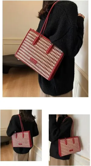 Tote bag, 12 ", red, large capacity single shoulder crossbody bag, suitable for bridesmaids, birthdays, beaches, holidays