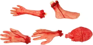 Toyvian 5pcs Halloween Scary Severed Hands and Heart Props Realistic Human Parts Decoration for Zombie Party and Haunted House