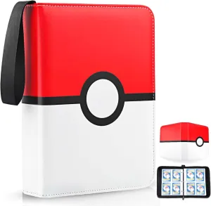 Trading Card Binder with Removable 50 Sleeves, 400 Pockets Card Collector Album with Zipper, Portable Card Holder Book Fits Sports Card - Red