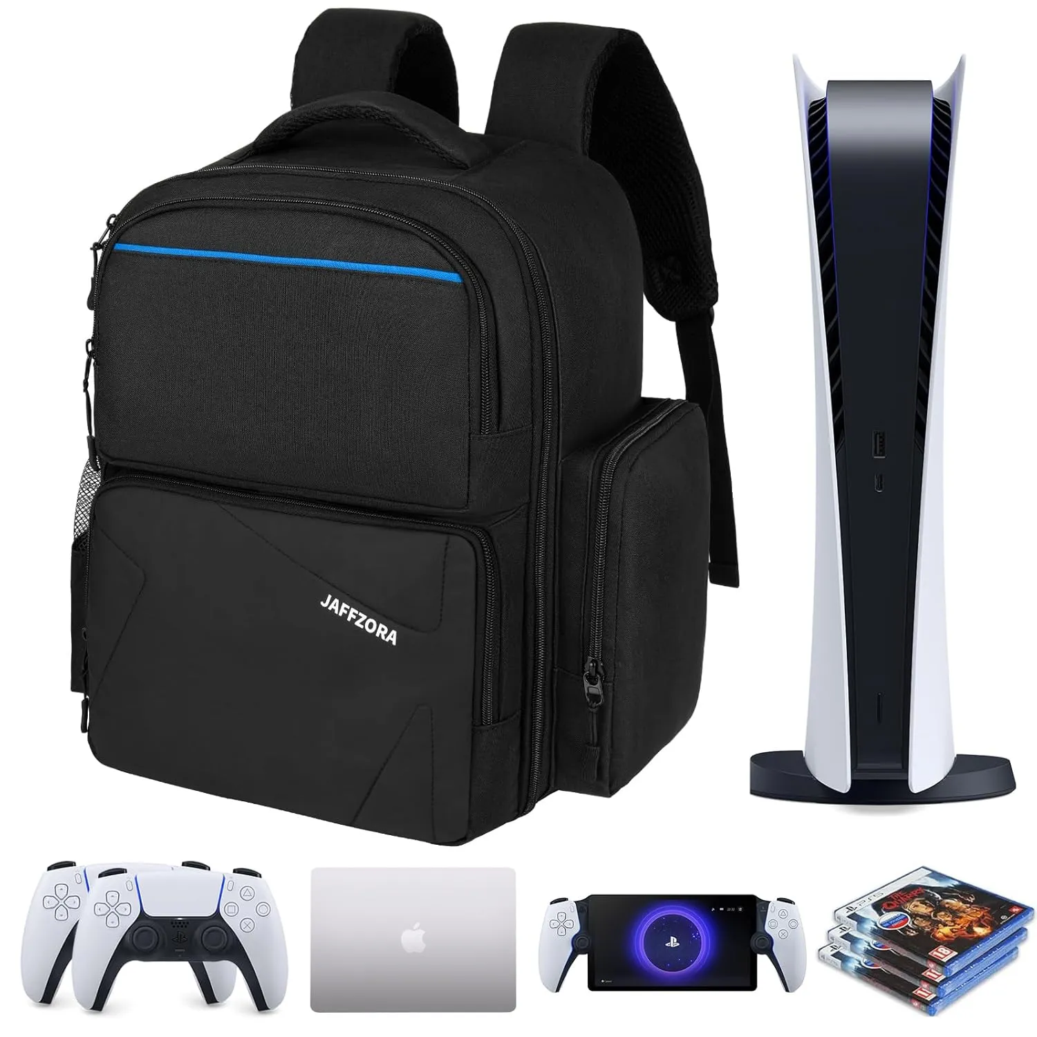 Travel Backpack Fits for PS5 PRO/PS5, Protective Carrying Case Storage Bag Compatible with Playstation 5/PSP Handheld Console/15.6'' Laptop/Gaming Accessories