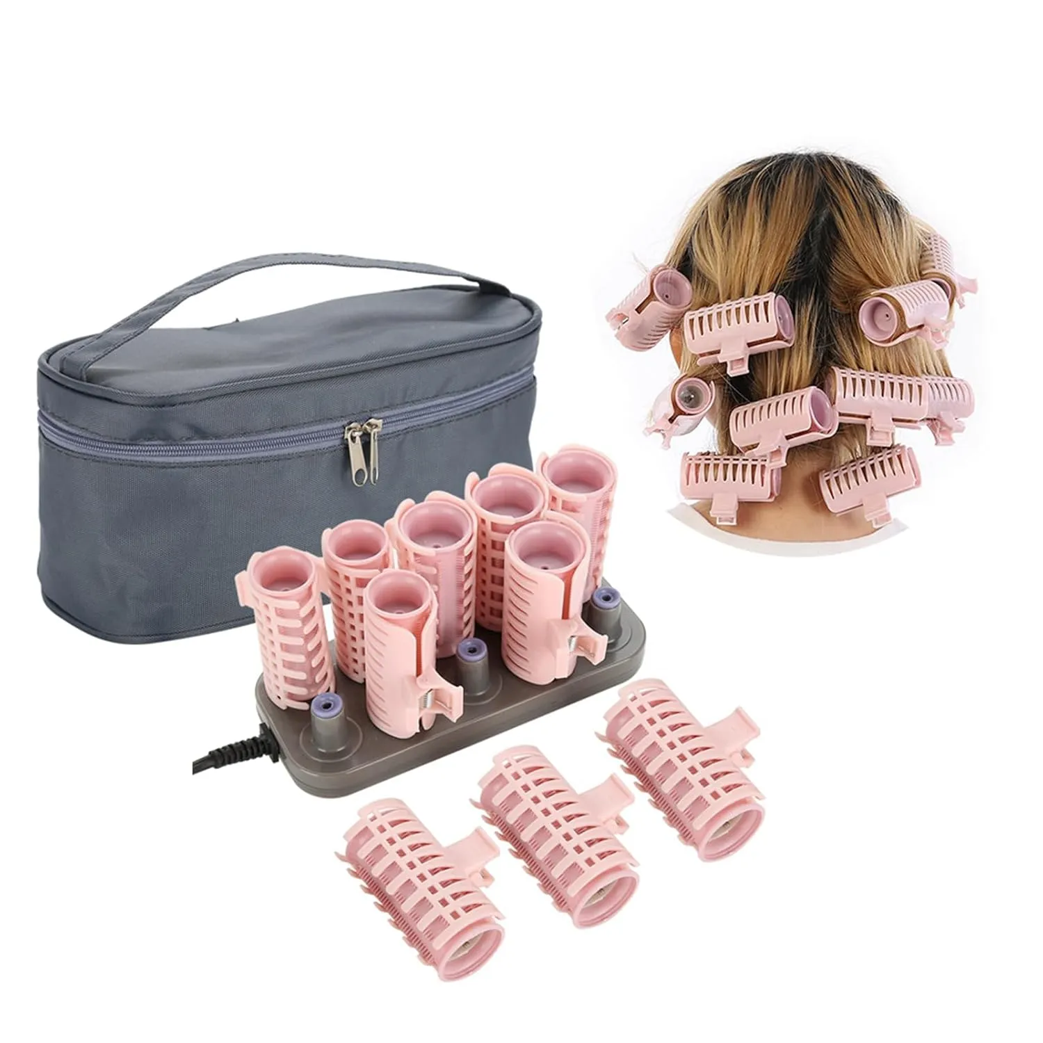 Travel Hot Rollers, 10Pcs Professional Electric Heated Roller Curling Roll Hair Tube Rollers Hot Pod Hair Styling Tool Electric Heated Roller Curling Roll DIY (Upgraded Vibration