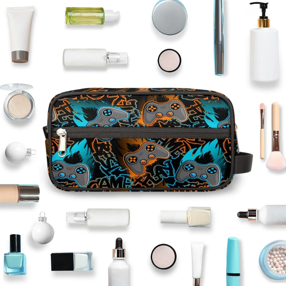 Travel Toiletry Bag for Boys Men, Game Controller Waterproof Hanging Dopp Kit for Kids, Shaving Bag with Large Capacity for Travel,Sports Shower