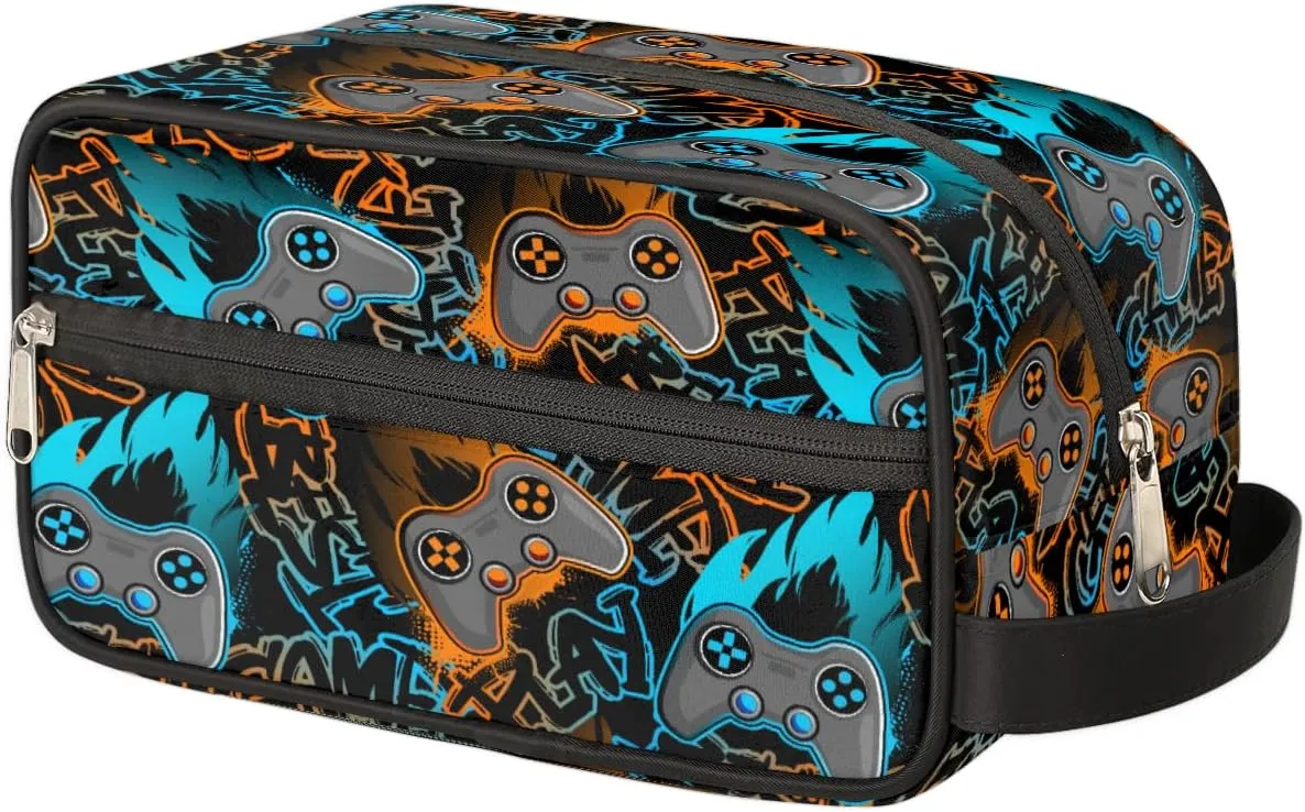 Travel Toiletry Bag for Boys Men, Game Controller Waterproof Hanging Dopp Kit for Kids, Shaving Bag with Large Capacity for Travel,Sports Shower