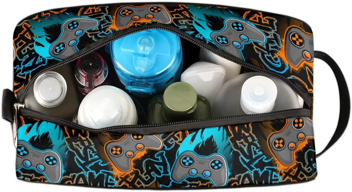 Travel Toiletry Bag for Boys Men, Game Controller Waterproof Hanging Dopp Kit for Kids, Shaving Bag with Large Capacity for Travel,Sports Shower