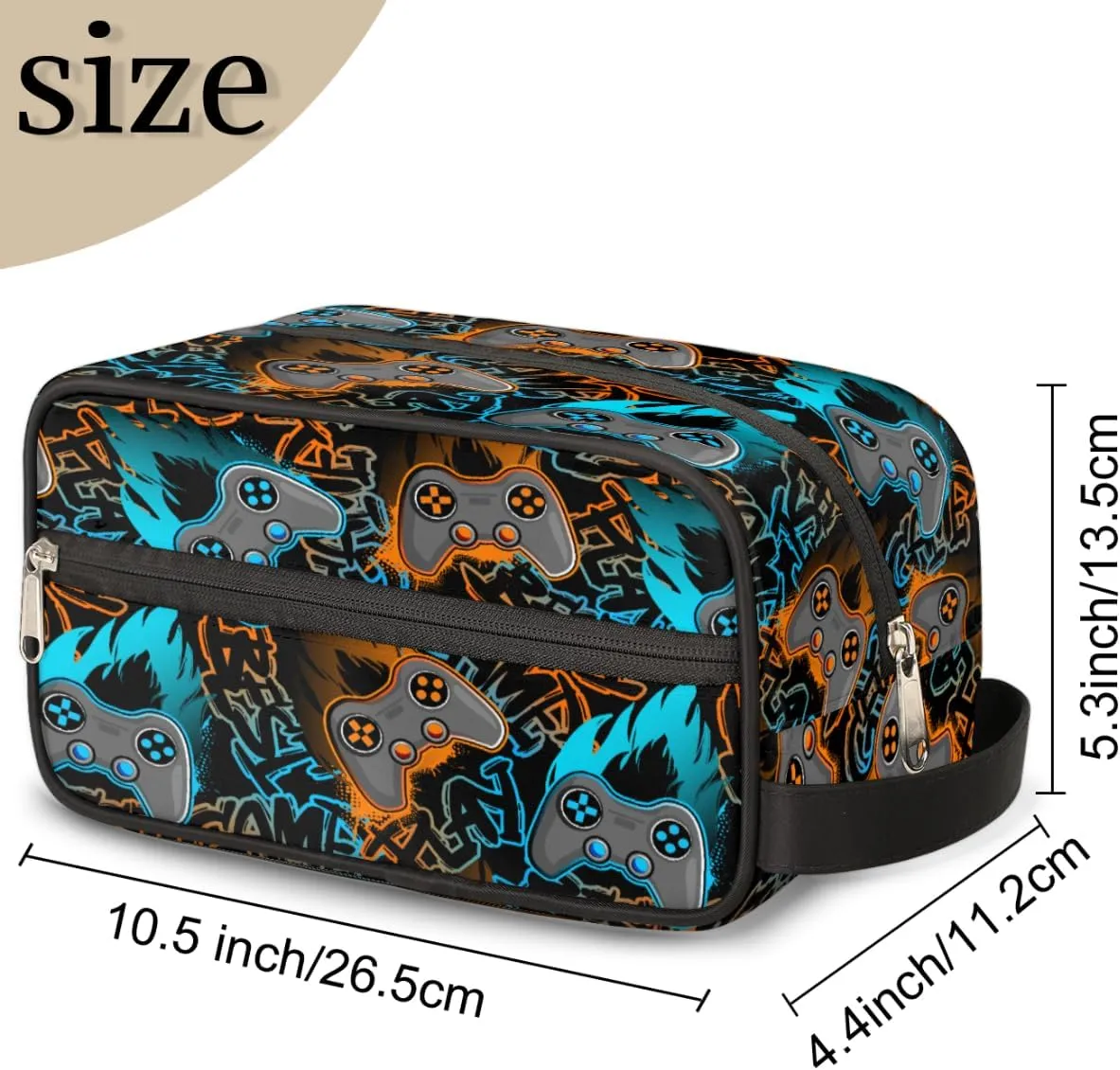 Travel Toiletry Bag for Boys Men, Game Controller Waterproof Hanging Dopp Kit for Kids, Shaving Bag with Large Capacity for Travel,Sports Shower