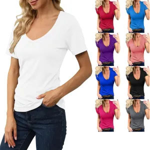 Trendy Tshirts for Women Lined Going Out Crop Tops 2025 Spring Summer Workout Clothes Beach Fashion