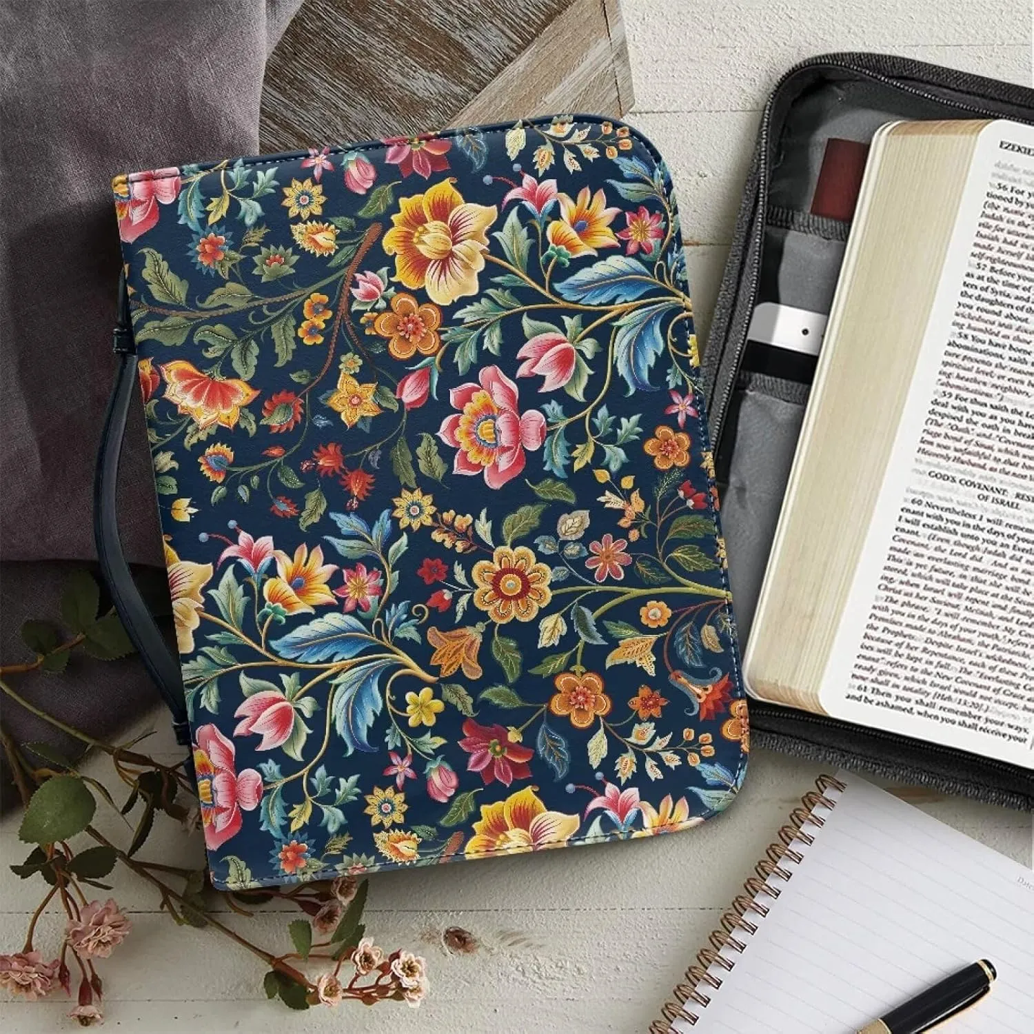 Tribal Aztec Printed Bible Covers for Women Men PU Leather Bible Bag Large Bible Cover Case for Women Church Bag Book Carrying Case Bible Accessories with Handle