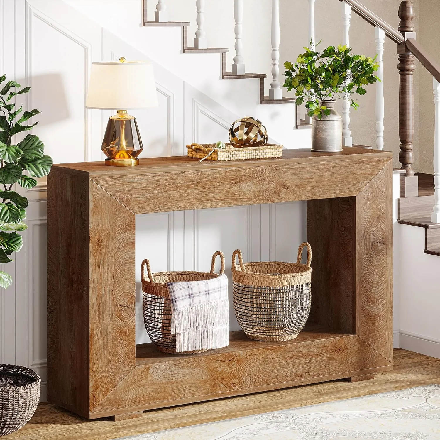 Tribesigns Farmhouse Console Table, 47 Inches Entryway Console Table with Storage, Industrial Hallway Accent Furniture for Living Room, Entrance