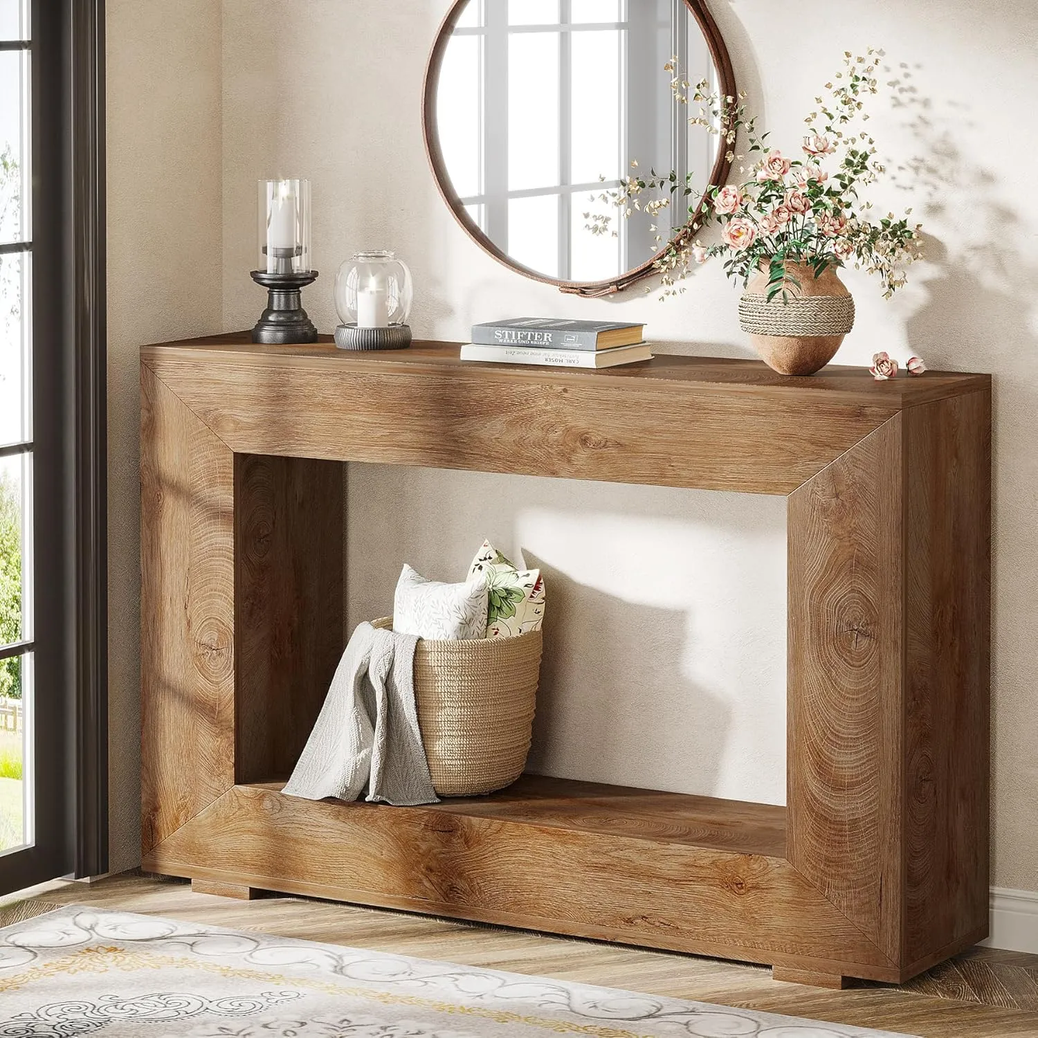 Tribesigns Farmhouse Console Table, 47 Inches Entryway Console Table with Storage, Industrial Hallway Accent Furniture for Living Room, Entrance