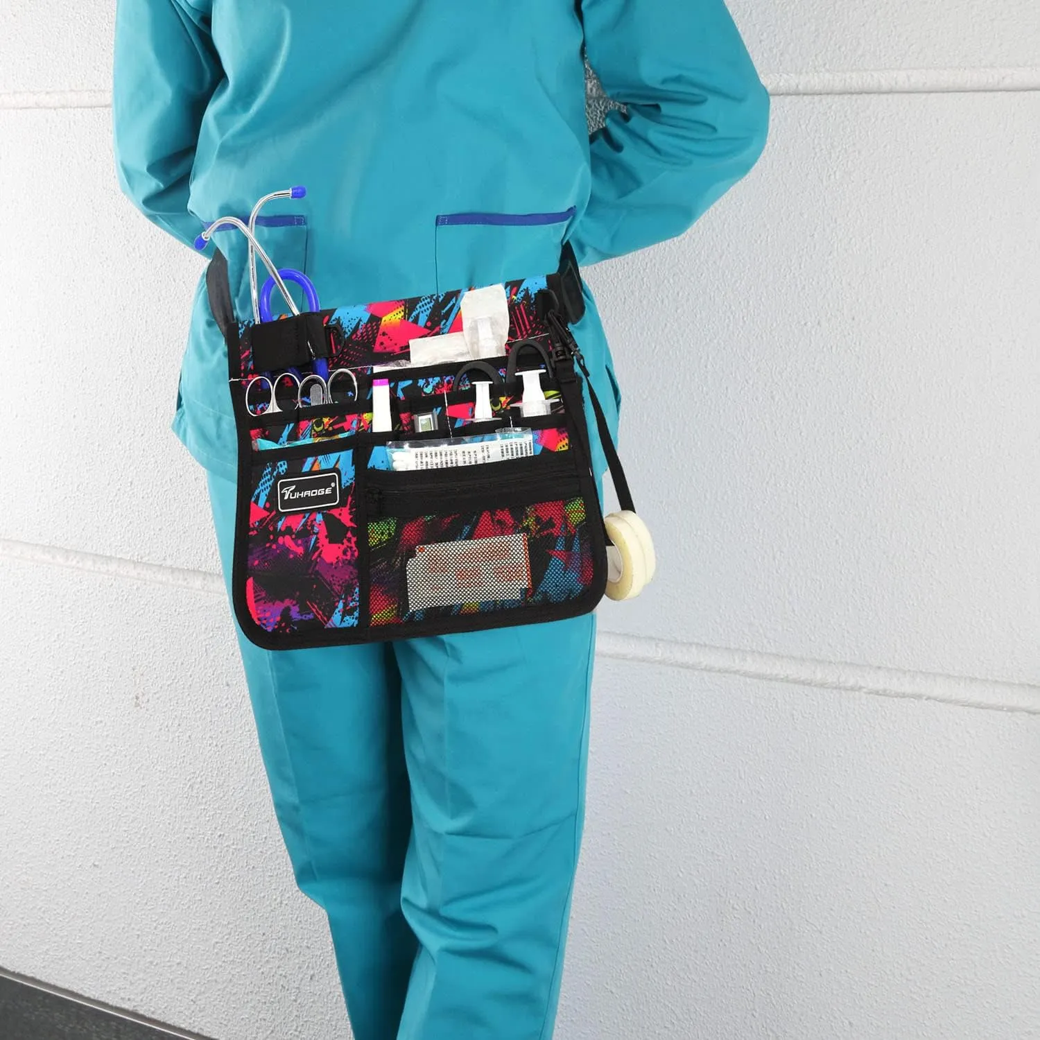Tuhaoge Nurse Storage Bag Multifunctional Nurse Storage Bag, Medical Kit Practical Waist Bag Nurse Pocket Storage Bag (MiCaiRed)