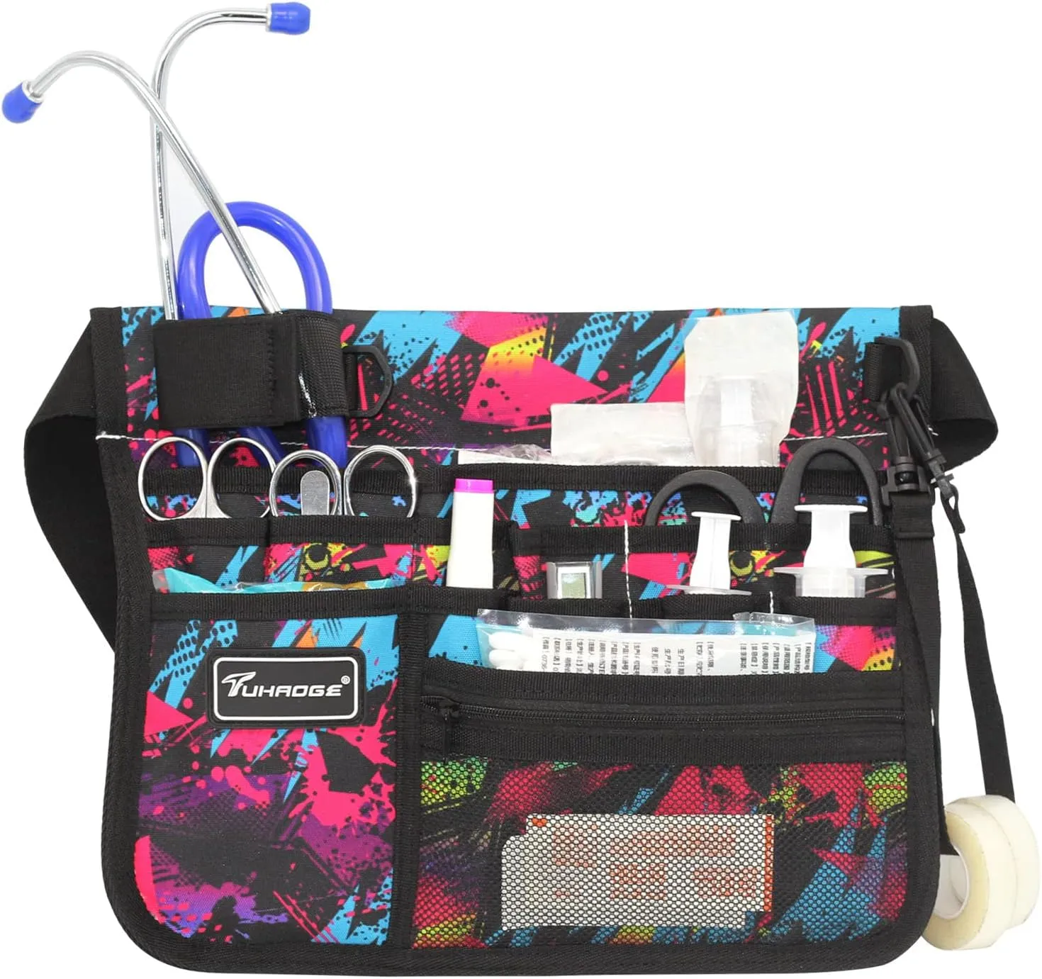 Tuhaoge Nurse Storage Bag Multifunctional Nurse Storage Bag, Medical Kit Practical Waist Bag Nurse Pocket Storage Bag (MiCaiRed)