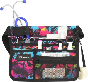 Tuhaoge Nurse Storage Bag Multifunctional Nurse Storage Bag, Medical Kit Practical Waist Bag Nurse Pocket Storage Bag (MiCaiRed)