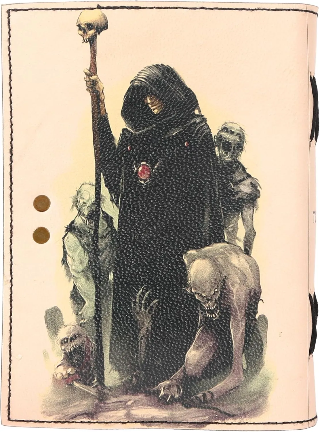 TUZECH Book of Spells Leather Bound Journal Deckle Edge Paper Grimoire Printed Diary Third Eye witchcraft supply and Witch Spell Notebook Antique Vintage Book for Men and Women (Dark Wizard)